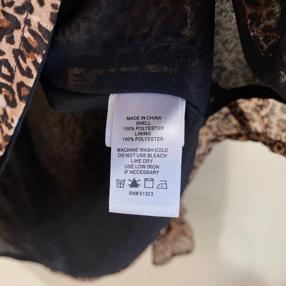 1.STATE Smocked-Neck Leopard-Print Blouse Size XL Puff Sheer Sleeve Chic - Picture 8 of 8